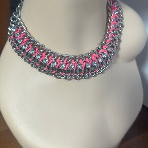 Silver and Pink Chain Necklace